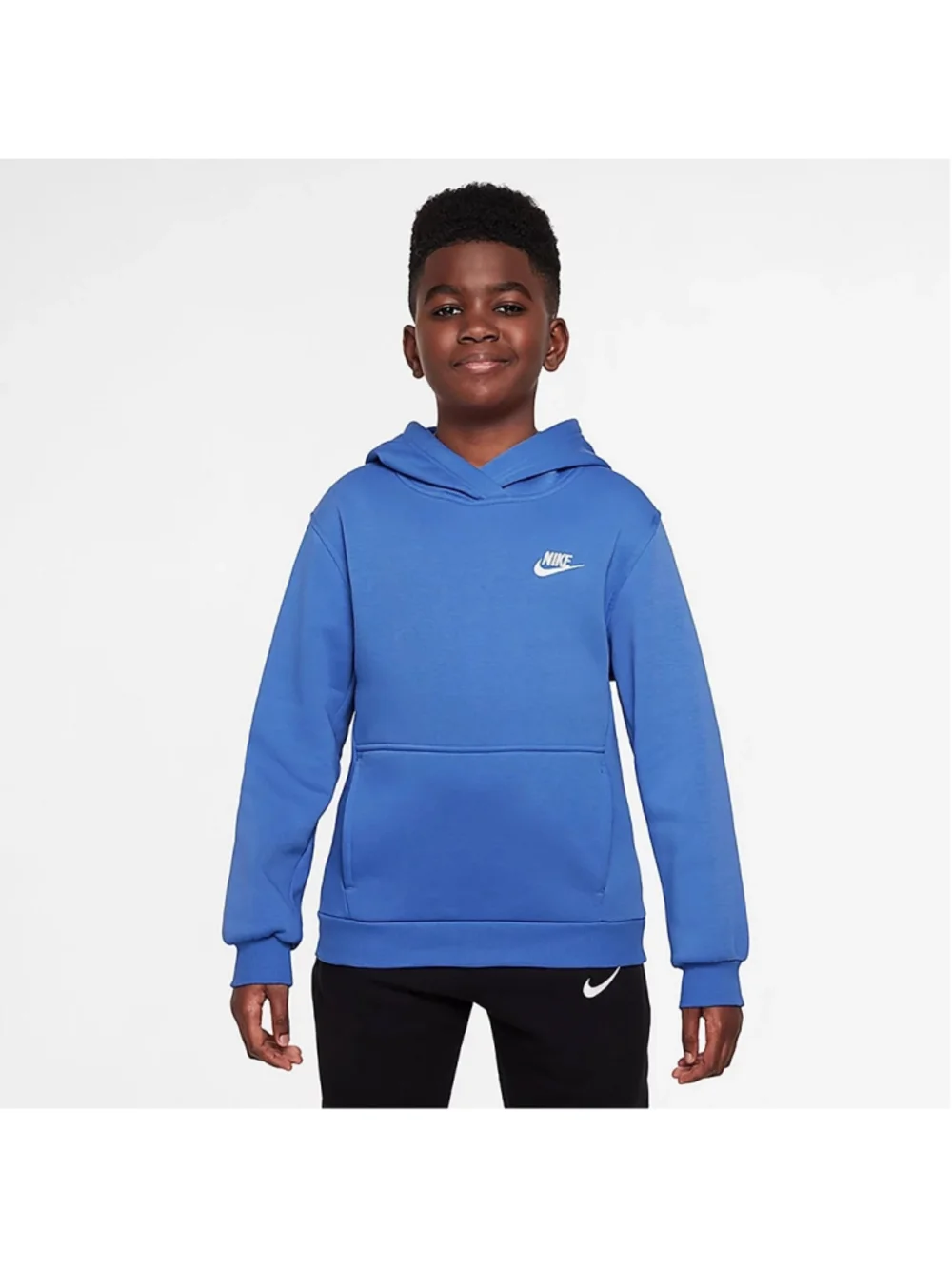 Nike Sportswear Club Fleece Kids Hoodie Youth S Blue Pullover Sweatshirt NWT